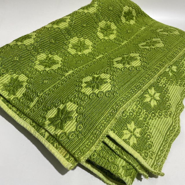 BLANKET, Bedspread - 1970s Retro Lime Green